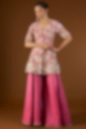 Old Rose Brocade Wedding Sharara Set by Petticoat Lane at Pernia's Pop Up Shop