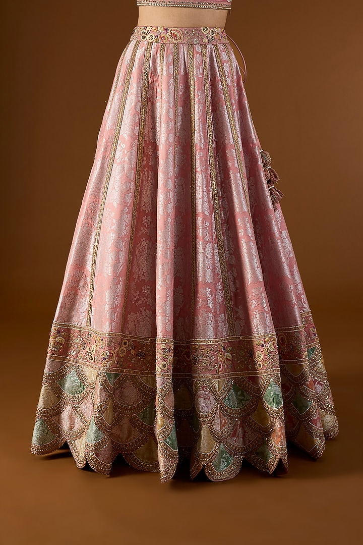 Lilac Brocade Hand & Machine Embroidered Kali Bridal Lehenga Set by Petticoat Lane at Pernia's Pop Up Shop