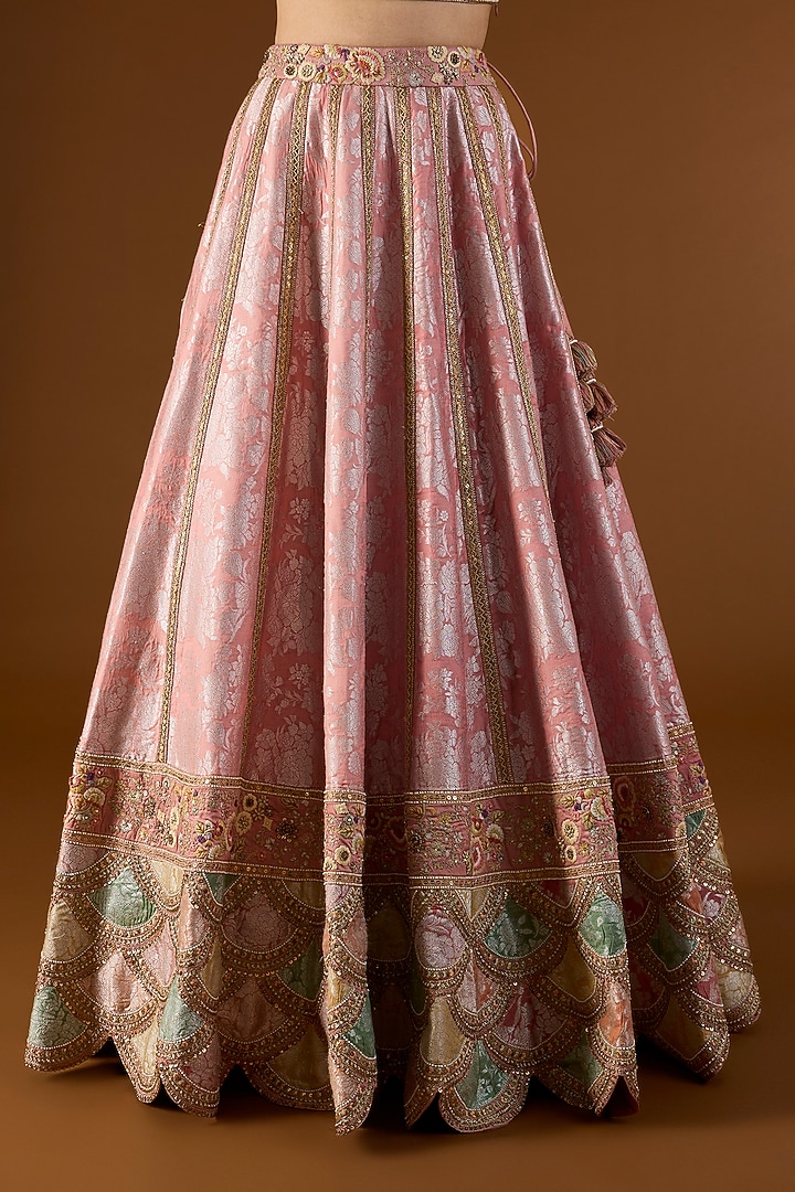 Lilac Brocade Hand & Machine Embroidered Kali Bridal Lehenga Set by Petticoat Lane at Pernia's Pop Up Shop