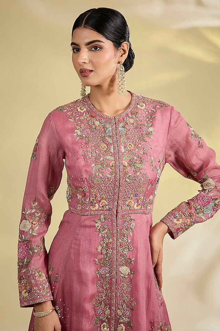 Lilac Organza & Chanderi Open Kalidar Bridal Anarkali Set by Petticoat Lane at Pernia's Pop Up Shop