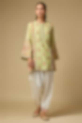 Pista Green Chanderi Dori Embroidered Kurta Set by Petticoat Lane at Pernia's Pop Up Shop