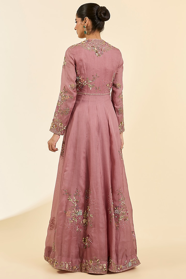 Lilac Chanderi Embroidered Kalidar Bridal Anarkali Set by Petticoat Lane at Pernia's Pop Up Shop