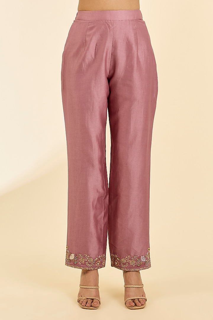 Lilac Chanderi Embroidered Kalidar Bridal Anarkali Set by Petticoat Lane at Pernia's Pop Up Shop