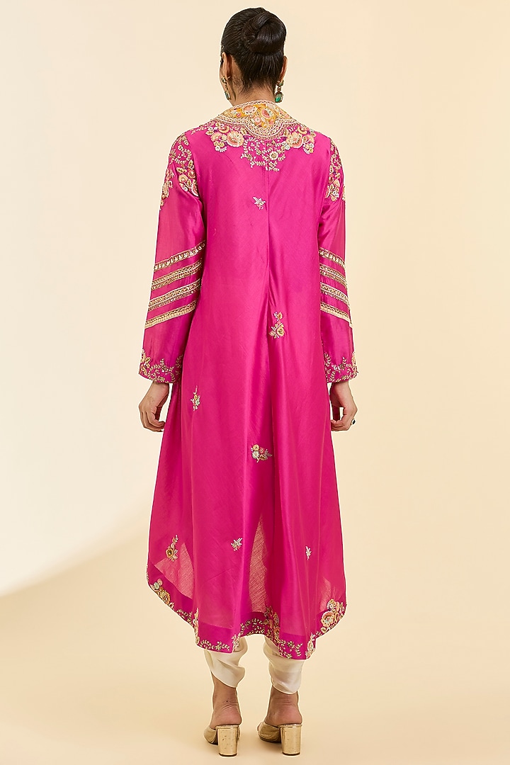 Fuschia Pink Brocade Patchwork Kurta Set by Petticoat Lane at Pernia's Pop Up Shop