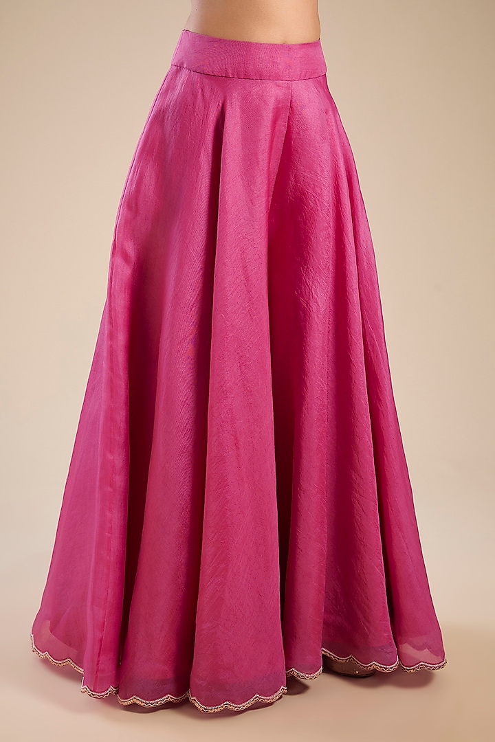 Rose Pink Brocade & Chanderi Patchwork Kurta Set by Petticoat Lane at Pernia's Pop Up Shop