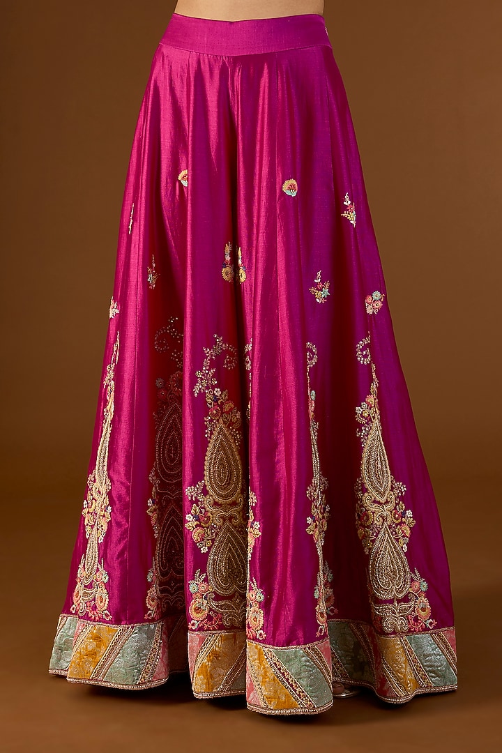 Fuchsia Pink Brocade Patchwork Bridal Sharara Set by Petticoat Lane at Pernia's Pop Up Shop