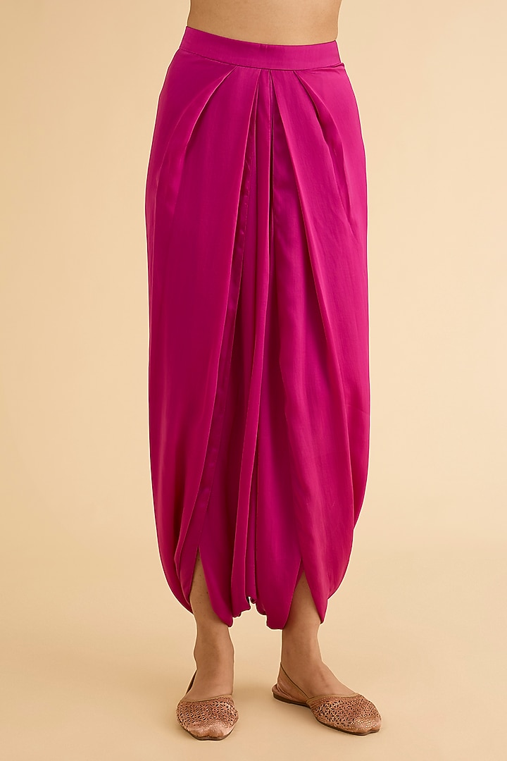 Fuchsia Pink Dupion Silk Brocade Patchwork Kurta Set by Petticoat Lane at Pernia's Pop Up Shop