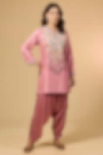 Lilac Dupion Silk Brocade Patchwork Kurta Set by Petticoat Lane at Pernia's Pop Up Shop