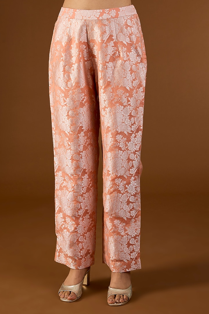 Peach Brocade Patchwork Kaftan Set by Petticoat Lane at Pernia's Pop Up Shop