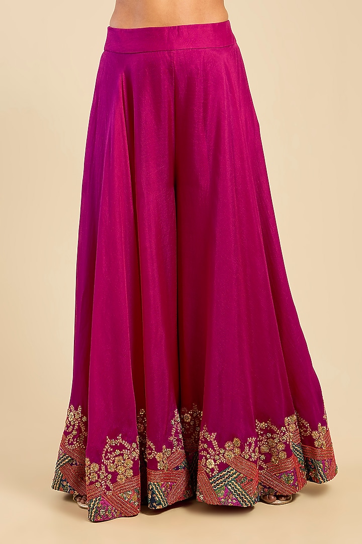 Rani Pink Chanderi Bridal Sharara Set by Petticoat Lane at Pernia's Pop Up Shop