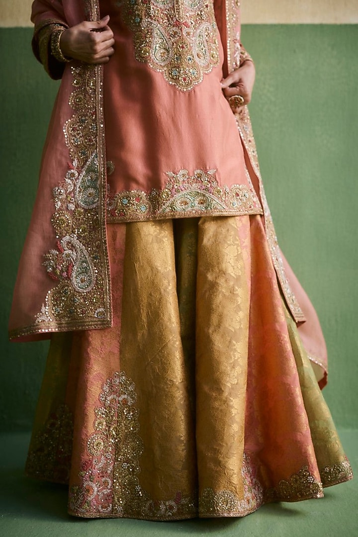 Multi-Colored Chanderi Bridal Sharara Set by Petticoat Lane at Pernia's Pop Up Shop