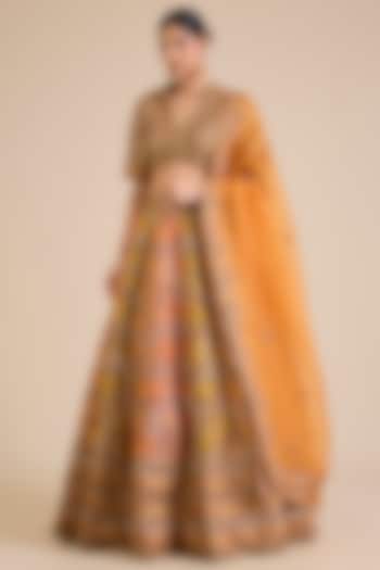 Multi-Colored Chanderi Brocade Bridal Lehenga Set by Petticoat Lane at Pernia's Pop Up Shop