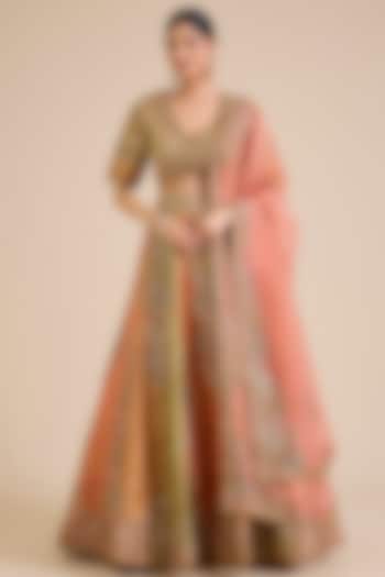 Multi-Colored Chanderi Brocade Bridal Lehenga Set by Petticoat Lane at Pernia's Pop Up Shop