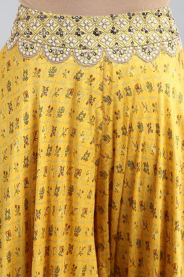 Yellow Embroidered & Printed Wedding Sharara Pants by Petticoat Lane at Pernia's Pop Up Shop