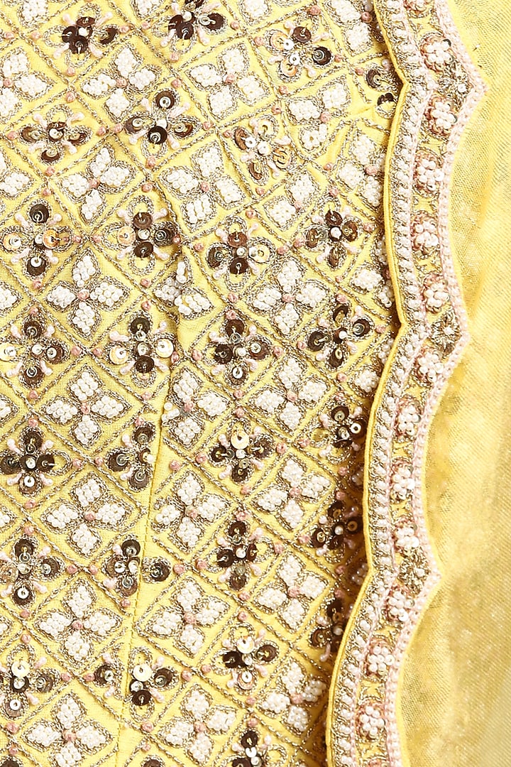 Yellow Embroidered & Printed Wedding Sharara Pants by Petticoat Lane at Pernia's Pop Up Shop