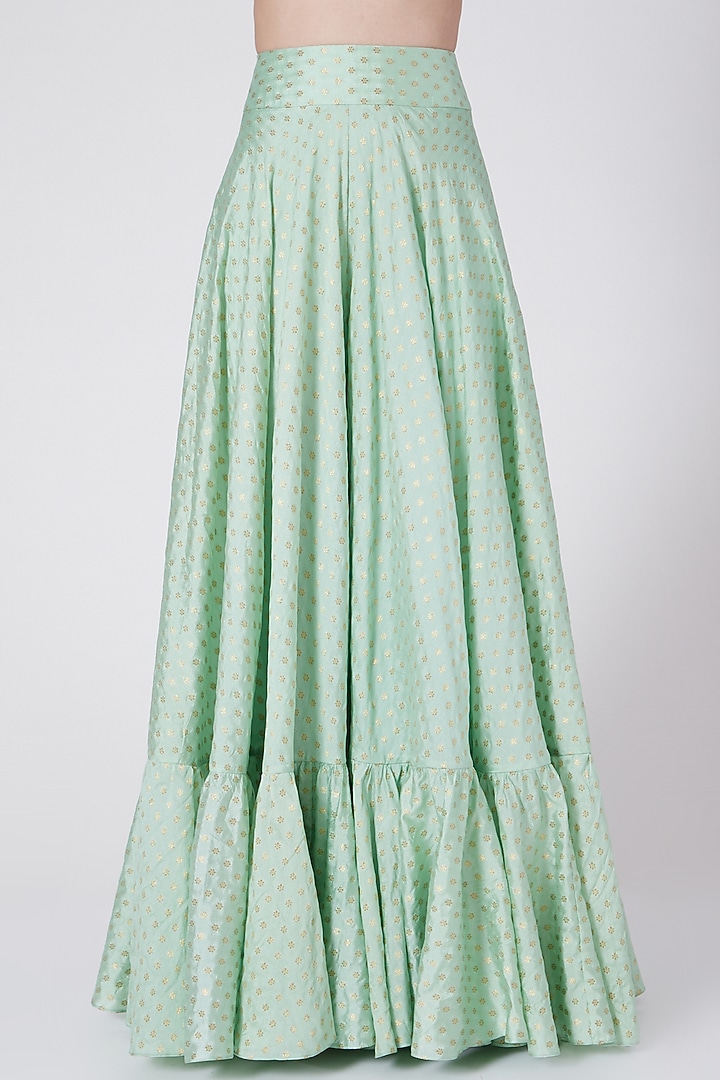 Light Green Brocade Wedding Sharara Set by Petticoat Lane at Pernia's Pop Up Shop
