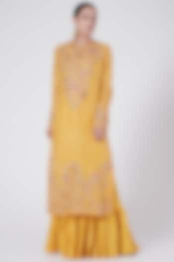 Yellow Kurta With Gathered Slip by Petticoat Lane