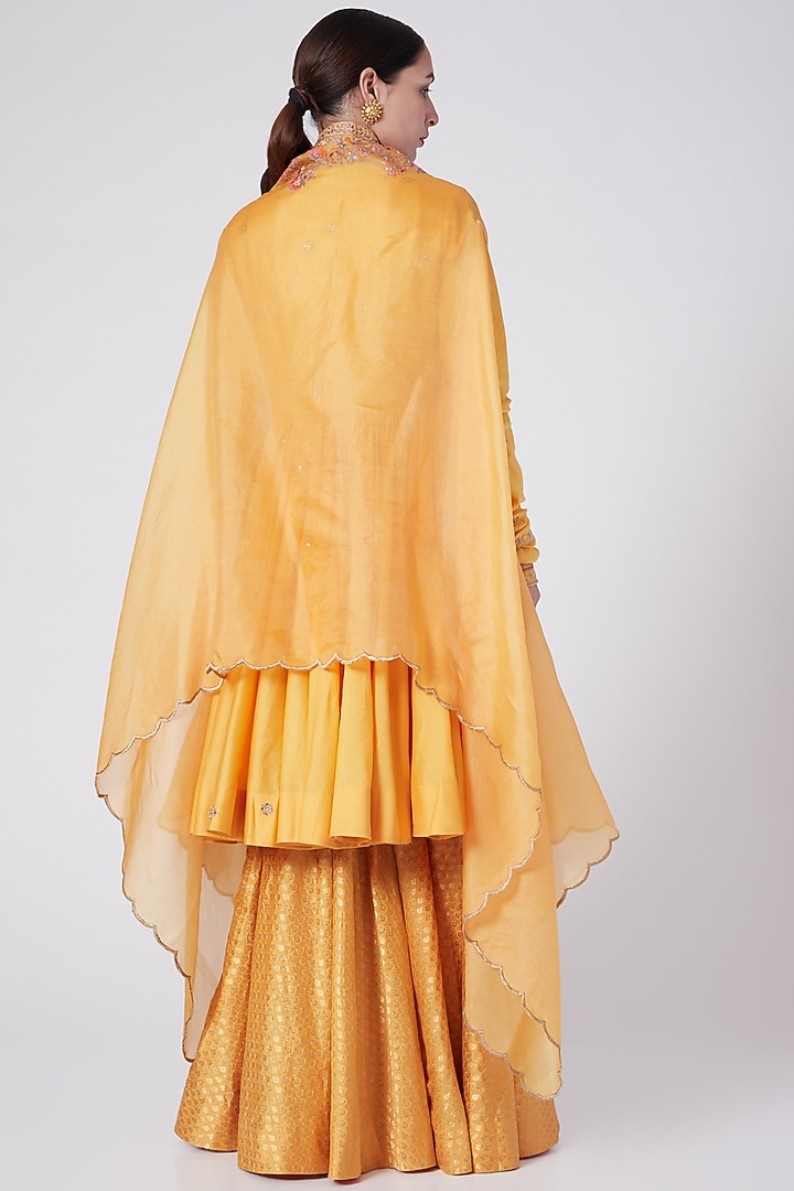 Mango Yellow Brocade Wedding Sharara Set by Petticoat Lane at Pernia's Pop Up Shop