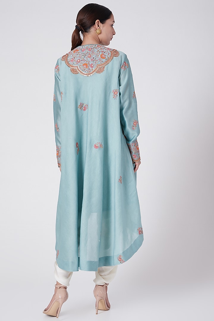 English Blue Chanderi Kurta Set by Petticoat Lane at Pernia's Pop Up Shop