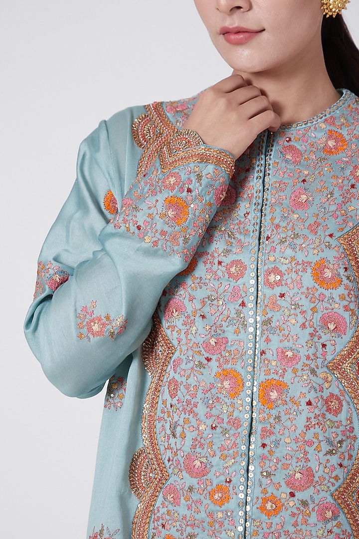 English Blue Chanderi Kurta Set by Petticoat Lane at Pernia's Pop Up Shop