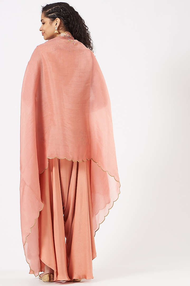 Dark Peach Satin Dhoti Set by Petticoat Lane at Pernia's Pop Up Shop