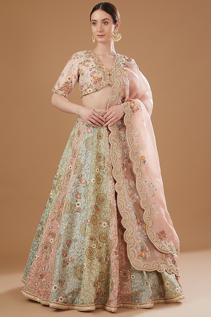 Multi-Colored Organza Bridal Lehenga Set by Petticoat Lane at Pernia's Pop Up Shop