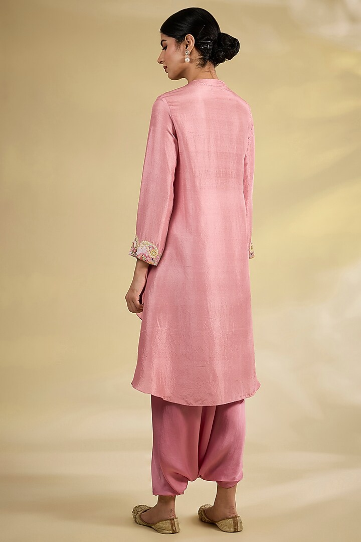Lilac Satin & Dupion Silk Dhoti Skirt Set by Petticoat Lane at Pernia's Pop Up Shop