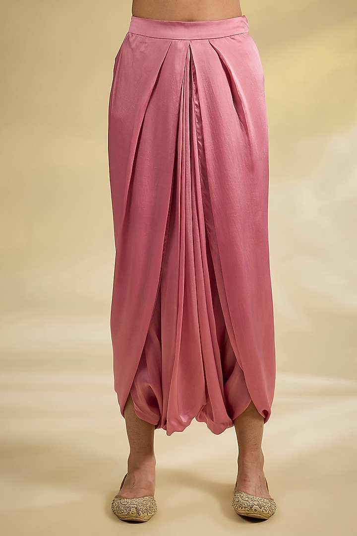 Lilac Satin & Dupion Silk Dhoti Skirt Set by Petticoat Lane at Pernia's Pop Up Shop