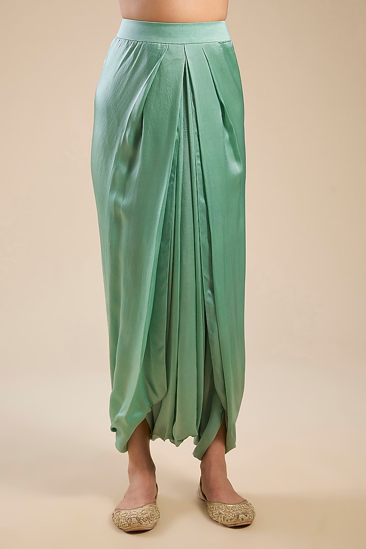 Cyan Chanderi & Dupion Silk Patchwork Kurta Set by Petticoat Lane at Pernia's Pop Up Shop
