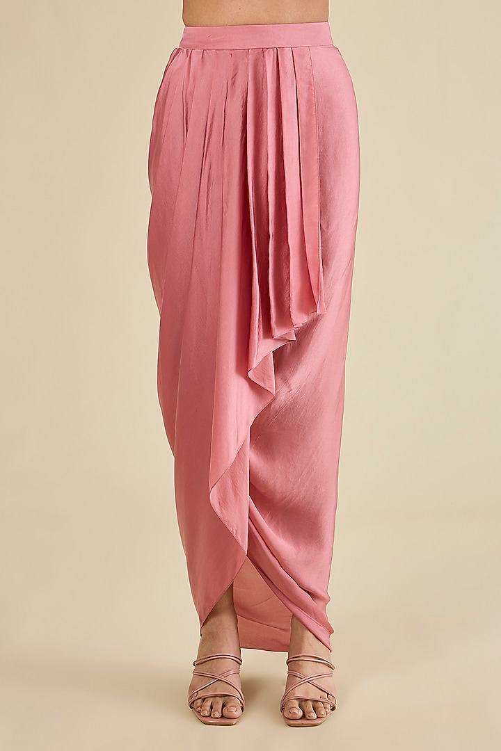 Lilac Chanderi & Satin Skirt Set by Petticoat Lane at Pernia's Pop Up Shop