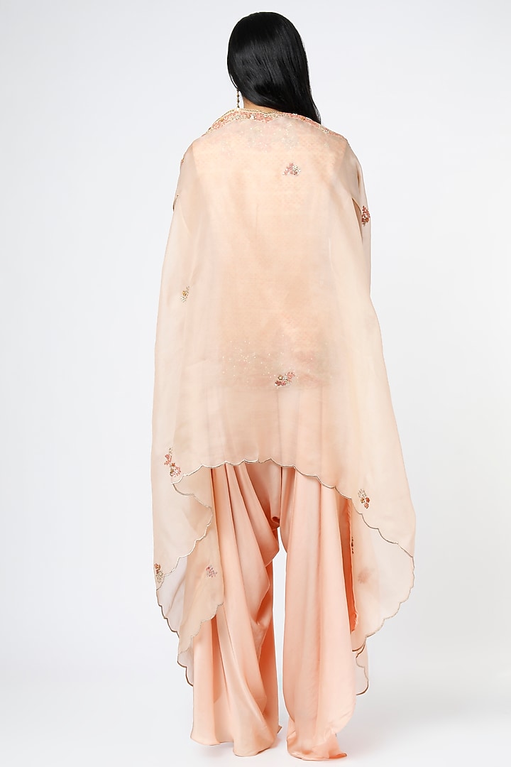 Peach Organza Cape Set by Petticoat Lane at Pernia's Pop Up Shop
