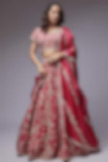 Red Dupion Bridal Lehenga Set by Petticoat Lane at Pernia's Pop Up Shop