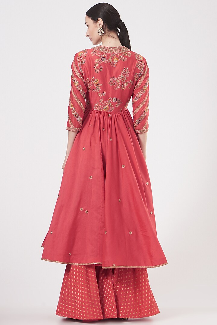 Red Brocade Wedding Sharara Set by Petticoat Lane at Pernia's Pop Up Shop