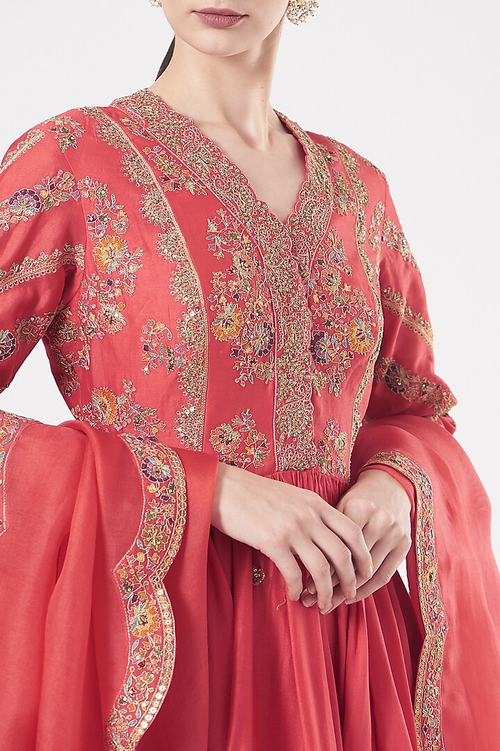 Red Brocade Wedding Sharara Set by Petticoat Lane at Pernia's Pop Up Shop