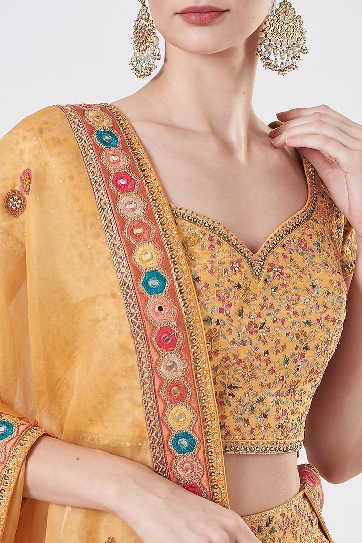 Yellow Embroidered Bridal Lehenga Set by Petticoat Lane at Pernia's Pop Up Shop