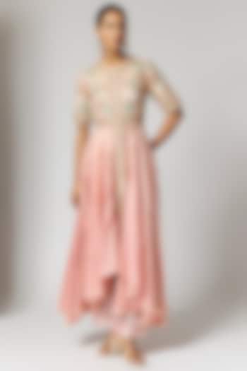 Lilac Brocade Patch Work Asymmetric Kalidar Kurta Set by Petticoat Lane at Pernia's Pop Up Shop