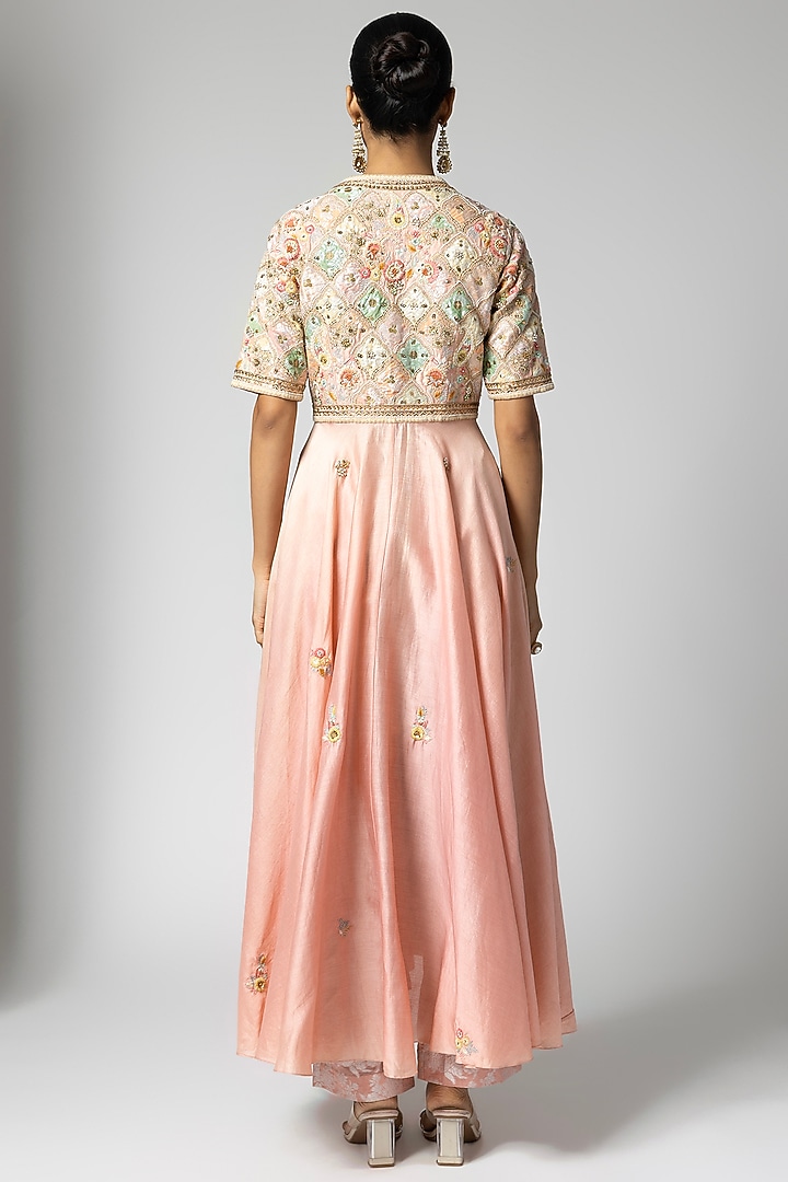 Lilac Brocade Patch Work Asymmetric Kalidar Kurta Set by Petticoat Lane at Pernia's Pop Up Shop