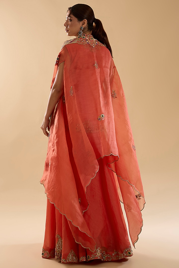 Rust Chanderi & Organza Bridal Sharara Set by Petticoat Lane at Pernia's Pop Up Shop