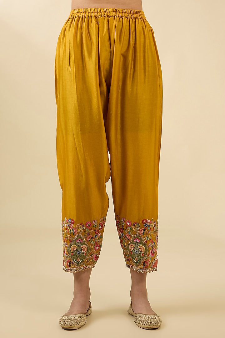 Lilac Chanderi Patch Work Straight Kurta Set by Petticoat Lane at Pernia's Pop Up Shop