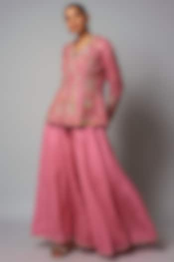 Gulal Pink Organza Sharara Set by Petticoat Lane at Pernia's Pop Up Shop