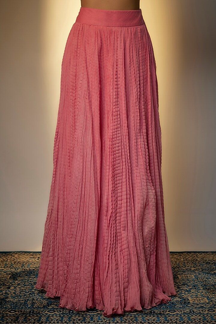 Gulaal Pink Crushed Skirt Set by Petticoat Lane at Pernia's Pop Up Shop