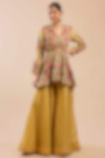 Yellow Organza Bridal Sharara Set by Petticoat Lane at Pernia's Pop Up Shop