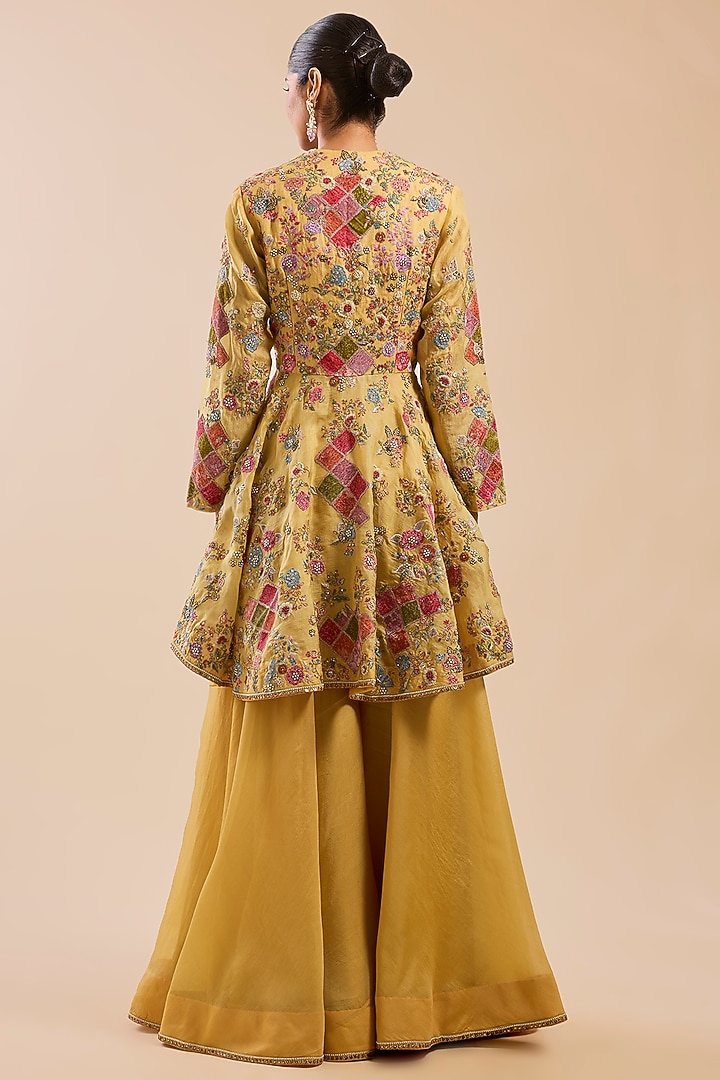 Yellow Organza Bridal Sharara Set by Petticoat Lane at Pernia's Pop Up Shop