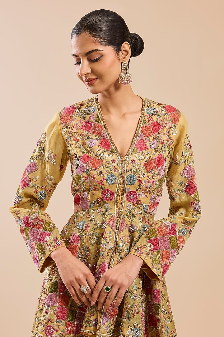 Yellow Organza Bridal Sharara Set by Petticoat Lane at Pernia's Pop Up Shop