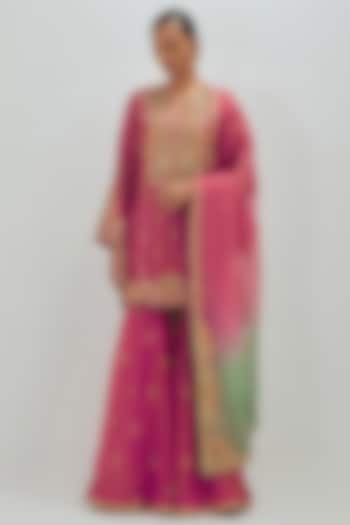 Banarasi Pink Chanderi Bridal Sharara Set by Petticoat Lane at Pernia's Pop Up Shop