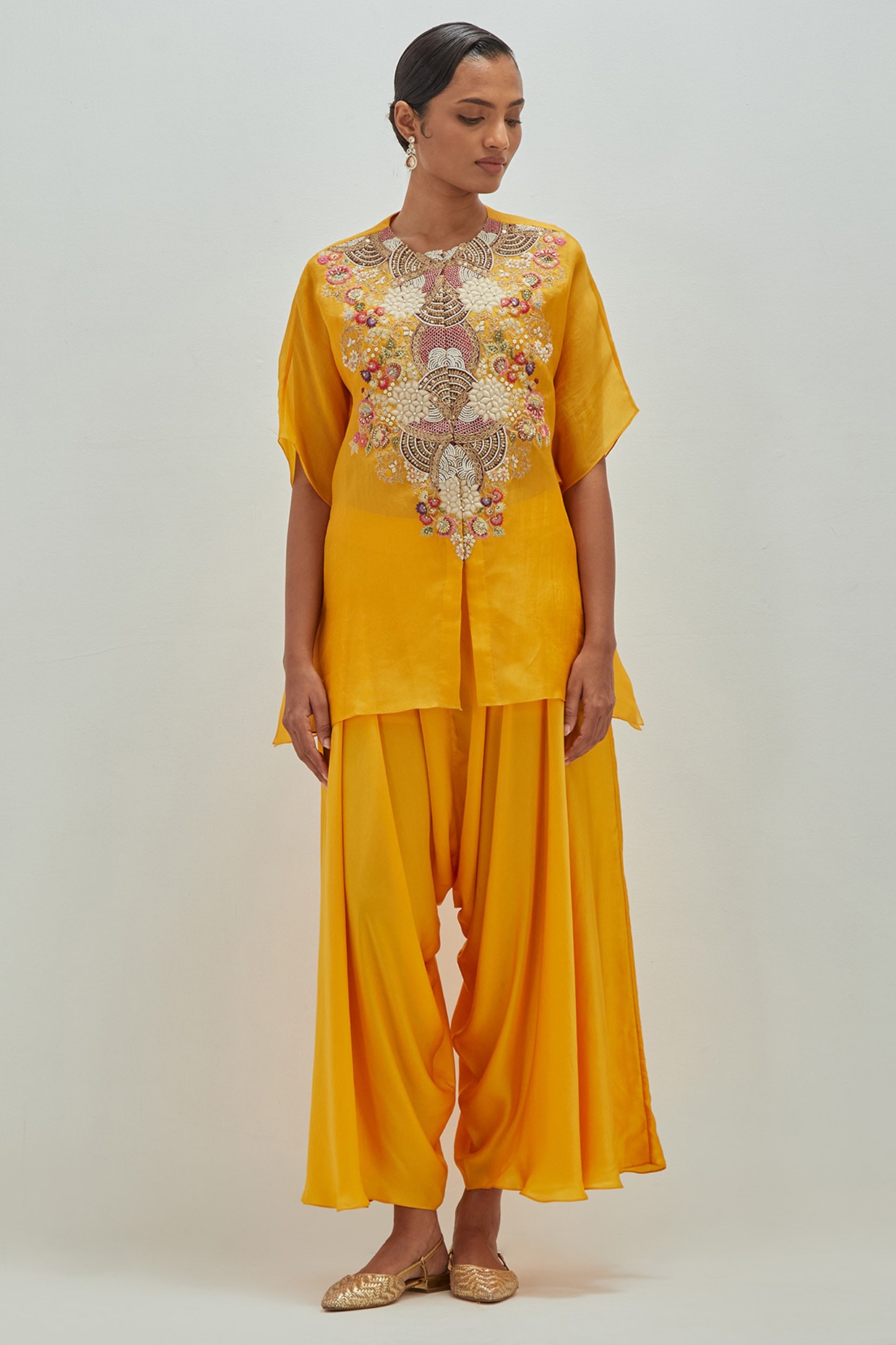 Petticoat Lane Mustard Chanderi Co-Ord Set