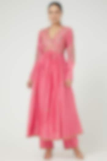 Pink Chanderi Kurta Set by Petticoat Lane
