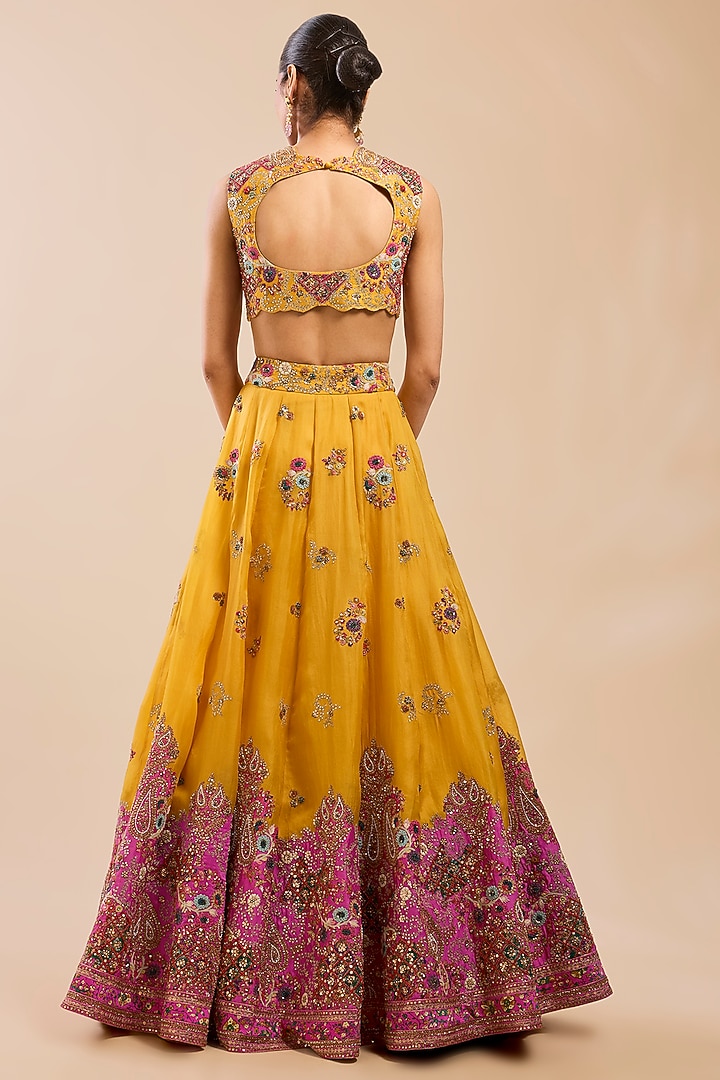 Yellow Organza Kalidar Bridal Lehenga Set by Petticoat Lane at Pernia's Pop Up Shop