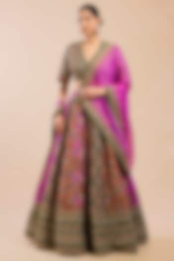 Multi-Colored Chanderi Silk Bridal Lehenga Set by Petticoat Lane at Pernia's Pop Up Shop