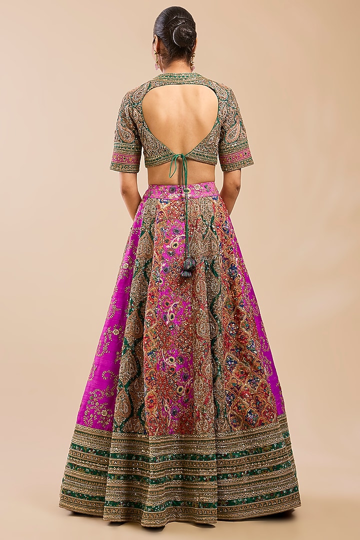 Multi-Colored Chanderi Silk Bridal Lehenga Set by Petticoat Lane at Pernia's Pop Up Shop